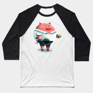 Tennis Pig Baseball T-Shirt